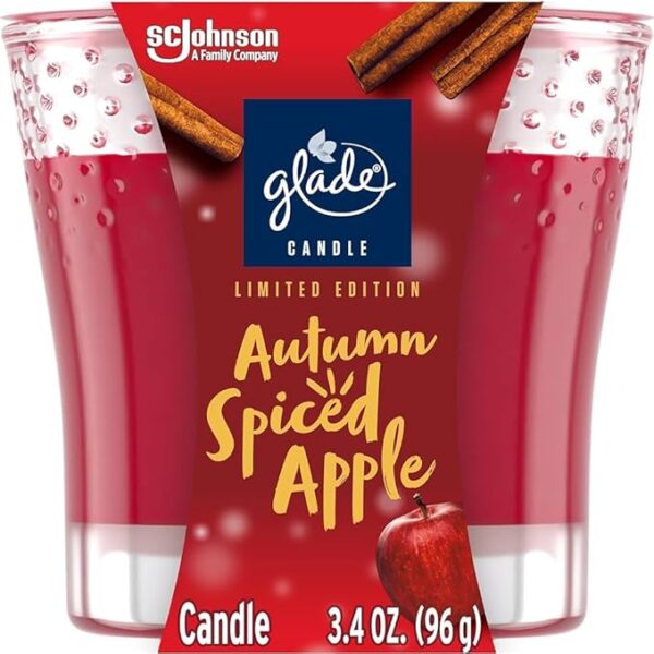 Glade Holiday Christmas Scented Candles, 3 Assorted Seasonal Air Freshener Candle Jars; Autumn Spiced Apple, Twinkling Pine & Cedar, and Golden Pumpkin & Spice, 3.4 Oz, 362892 - Image 3