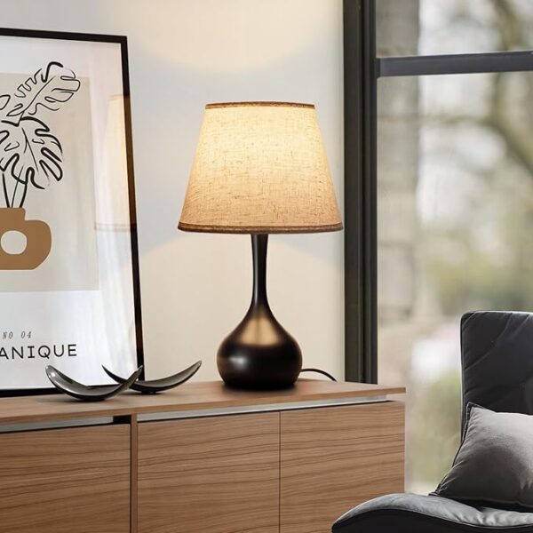 ONEWISH Touch Bedside Lamp for Bedroom, 3-Way Dimmable Farmhouse Table Lamps for Nightstand with Fabric Shade, Desk Lamp for Kids Reading, Home Office - Image 5