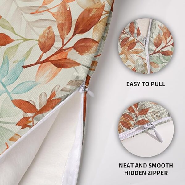 Fall Pillow Covers 18X18 Set of 2, Burnt Orange Autumn Colored Leaves Harvest Throw Pillowcases Colorful Holiday Theme Seasonal Outdoor Farmhouse Cushion Cover Couch Sofa Bed Home Decor - Image 4