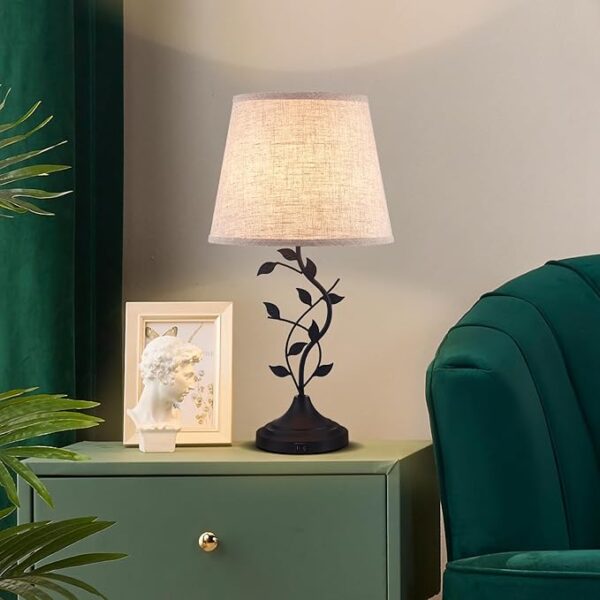 Kakanuo Table Lamp for Bedside, Lamp for Living Room with USB-A and USB-C Charging Ports, Traditional Tall Bedroom Lamp for End Table - Image 4