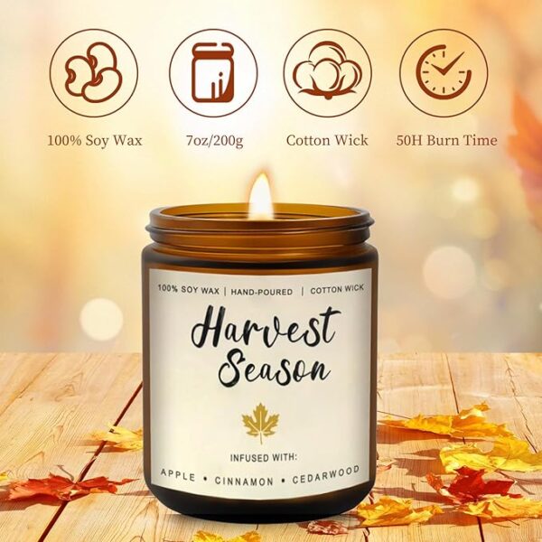 Fall Candles Gift Set – 4 Pack Scented Soy Candles for Home, Autumn Decor, Fall Decorations, Pumpkin Spice, Apple Pie, Cinnamon, Harvest – Great for Halloween & Thanksgiving Gifts - Image 2