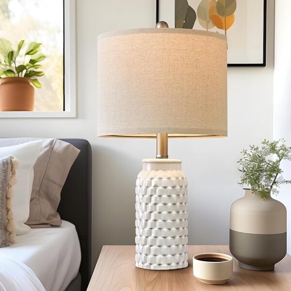20.5" Modern Ceramic Bedside Lamp Set of 2 for Bedroom Decor Farmhouse Table Lamp for Living Room Office Dorm - Image 4