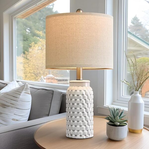 20.5" Modern Ceramic Bedside Lamp Set of 2 for Bedroom Decor Farmhouse Table Lamp for Living Room Office Dorm - Image 2