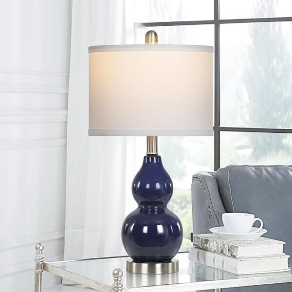 Double Gourd Ceramic Table Lamps Set of 2, Modern Navy Blue Bedside Lamps for Night Stand, Contemporary Nightstand Lamps for Bedroom Living Room (Bulb Included) - Image 3