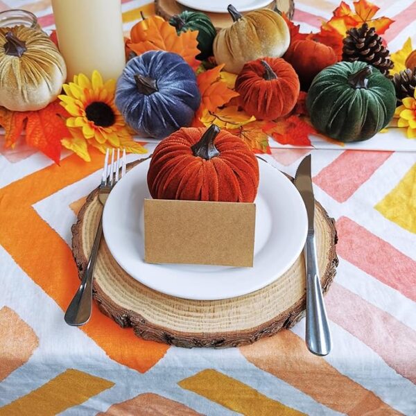 Winlyn 16 Pcs Assorted Small Faux Rustic Harvest Velvet Pumpkins Decorative Rust Orange Gold Olive Gray Fabric Pumpkins Foam Pumpkins Farmhouse Fall Thanksgiving Halloween Table Centerpiece Decor - Image 6