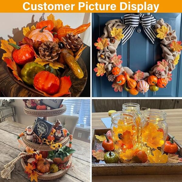 winemana 50pcs Fall Decorations for Home- Mini Pumpkins, Autumn Leaves & Acorns Centerpiece Set -Thanksgiving Harvest Decor for Table, Mantle, Party Backdrop - Image 2