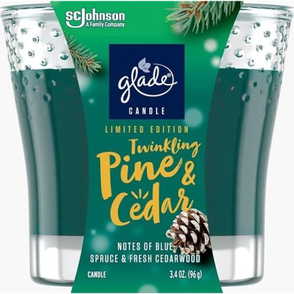 Glade Holiday Christmas Scented Candles, 3 Assorted Seasonal Air Freshener Candle Jars; Autumn Spiced Apple, Twinkling Pine & Cedar, and Golden Pumpkin & Spice, 3.4 Oz, 362892 - Image 4