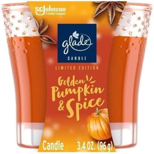 Glade Holiday Christmas Scented Candles, 3 Assorted Seasonal Air Freshener Candle Jars; Autumn Spiced Apple, Twinkling Pine & Cedar, and Golden Pumpkin & Spice, 3.4 Oz, 362892 - Image 2