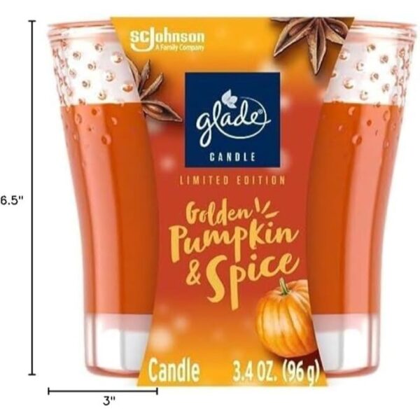 Glade Holiday Christmas Scented Candles, 3 Assorted Seasonal Air Freshener Candle Jars; Autumn Spiced Apple, Twinkling Pine & Cedar, and Golden Pumpkin & Spice, 3.4 Oz, 362892 - Image 5