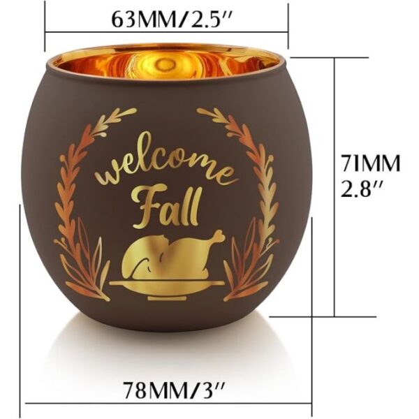 Thanksgiving Votive Candle Holder Set of 6, Glass Votives Holder with 6 Laser Engraving Patterns, Tealight Holders Bulk for Fall Table Centerpiece Decor - Image 6