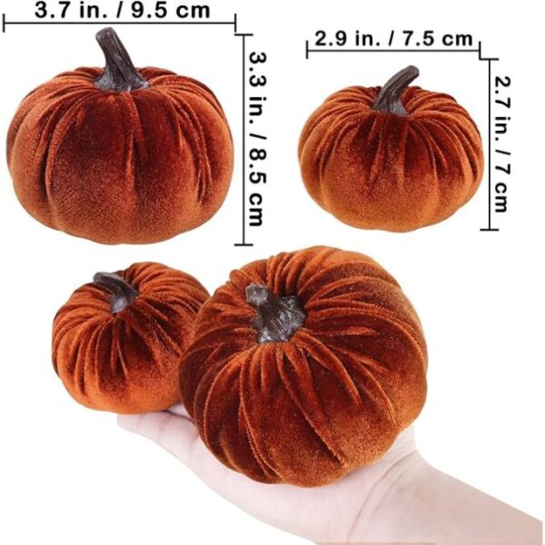 Winlyn 16 Pcs Assorted Small Faux Rustic Harvest Velvet Pumpkins Decorative Rust Orange Gold Olive Gray Fabric Pumpkins Foam Pumpkins Farmhouse Fall Thanksgiving Halloween Table Centerpiece Decor - Image 2