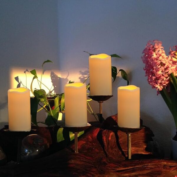 2PACK Outdoor Plastic flameless Candles with Remote Control and Timer, LED Flickering Battery Operated Electric Pillar Candles (D3 xH5.5) for Camping, Weddings, Home Decoration - Image 2