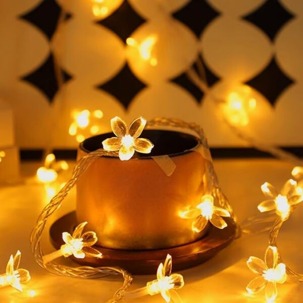 Cute Fairy Flower String Lights Decor, Battery Operated & USB Plug in 10ft 30 LED Decorative Cherry Blossom Floral Lamp for Desk School Dorm Christmas Tree Hanging Vine Indoor Decorations, Warm White - Image 5