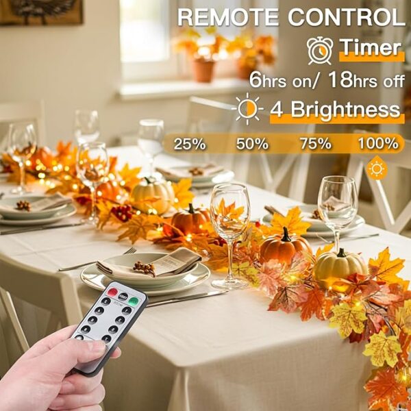 suddus Fall Leaves Garland with Lights, 20LED Battery Operated Fall Lights with Timer, Fall Decoration for Home, Table, Mantle, Office, Outdoor, Autumn, Halloween, Yellow - Image 4
