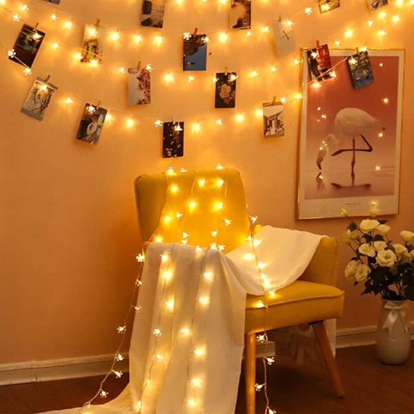Cute Fairy Flower String Lights Decor, Battery Operated & USB Plug in 10ft 30 LED Decorative Cherry Blossom Floral Lamp for Desk School Dorm Christmas Tree Hanging Vine Indoor Decorations, Warm White - Image 4