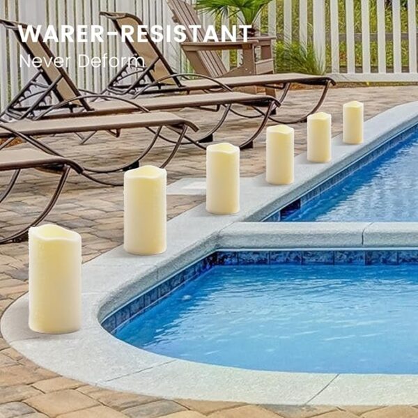 2PACK Outdoor Plastic flameless Candles with Remote Control and Timer, LED Flickering Battery Operated Electric Pillar Candles (D3 xH5.5) for Camping, Weddings, Home Decoration - Image 3