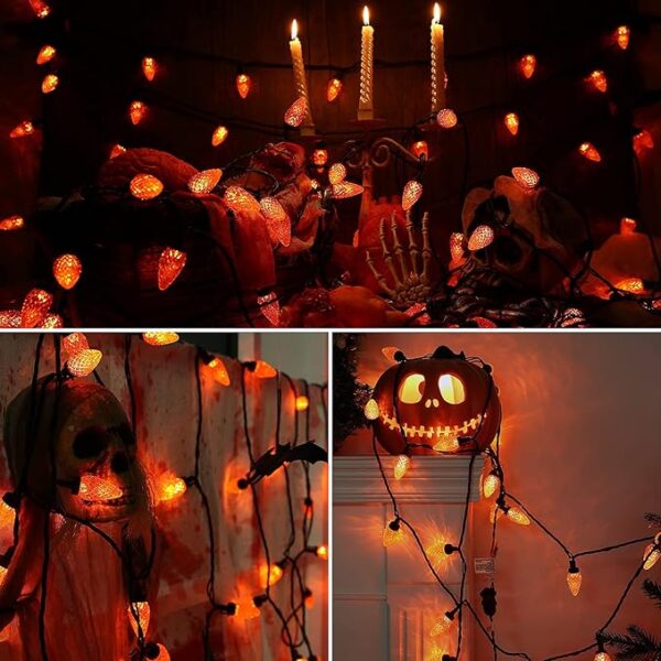Brizled C9 Orange Lights, 16ft 25 LED Halloween Lights Connectable, UL Certified Orange Light String, Outdoor Lighting Black Wire for Halloween Thanksgiving Tree Patio Garden Party - Image 7