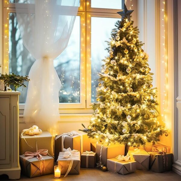 JMEXSUSS Connectable Warm White String Lights Indoor Bedroom, 8 Modes Christmas String Light Plug in Christmas Tree Lights, 33ft 100 LED Fairy Twinkle Light Outdoor for Home Garden Xmas Tree Decor - Image 5