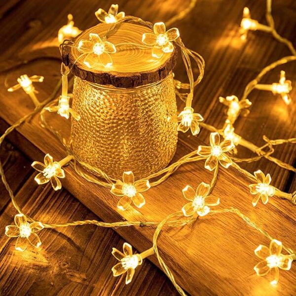 Cute Fairy Flower String Lights Decor, Battery Operated & USB Plug in 10ft 30 LED Decorative Cherry Blossom Floral Lamp for Desk School Dorm Christmas Tree Hanging Vine Indoor Decorations, Warm White - Image 2
