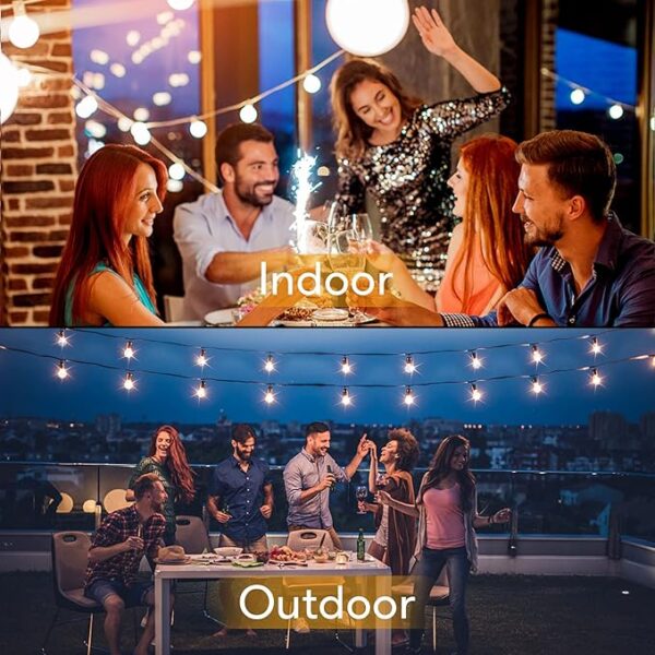 100FT LED Outdoor String Lights Patio Light with 52 Shatterproof G40 Dimmable Globe Bulb, 2-Pack 50FT Waterproof Outside Hanging String Light for Christmas Backyard Porch Balcony Gazebo Party - Image 2