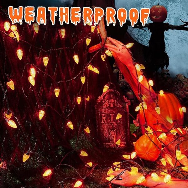 Brizled C9 Orange Lights, 16ft 25 LED Halloween Lights Connectable, UL Certified Orange Light String, Outdoor Lighting Black Wire for Halloween Thanksgiving Tree Patio Garden Party - Image 5