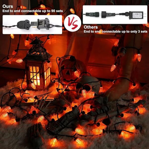 Brizled C9 Orange Lights, 16ft 25 LED Halloween Lights Connectable, UL Certified Orange Light String, Outdoor Lighting Black Wire for Halloween Thanksgiving Tree Patio Garden Party - Image 3