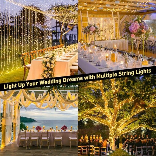 JMEXSUSS 168FT 600 LED Christmas Lights Outdoor Waterproof 8 Modes Indoor String Lights for Outside Warm White Christmas Tree Lights Plug in for Bedroom Wedding Party Holiday Classroom Decorations - Image 4
