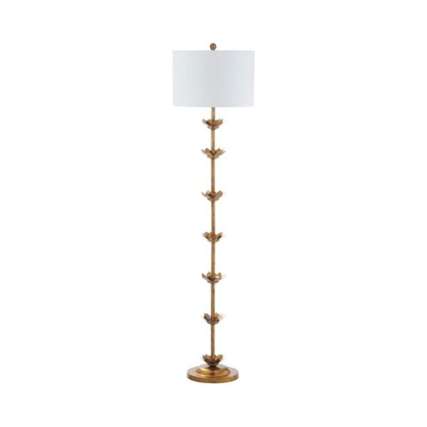 Safavieh FLL4003A Lighting Collection Landen Leaf 63.5" Antique Gold Floor Lamp, Metal - Image 2