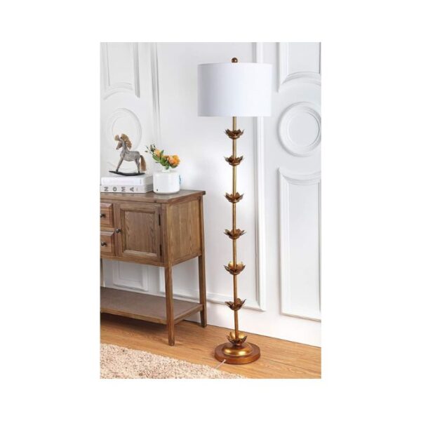 Safavieh FLL4003A Lighting Collection Landen Leaf 63.5" Antique Gold Floor Lamp, Metal - Image 4