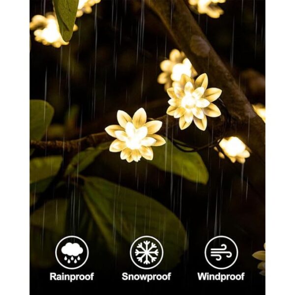 59 Ft 100 LED Flower Fairy Lights with Remote Timer, Plug in Connectable Twinkle Lights with Soft Flowers for Bedroom Wedding Dorm Indoor Outdoor Decor, Warm White - Image 3