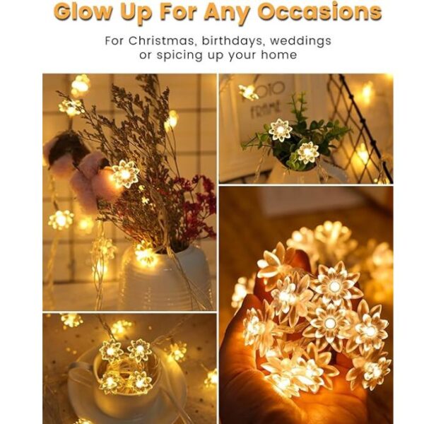 59 Ft 100 LED Flower Fairy Lights with Remote Timer, Plug in Connectable Twinkle Lights with Soft Flowers for Bedroom Wedding Dorm Indoor Outdoor Decor, Warm White - Image 4