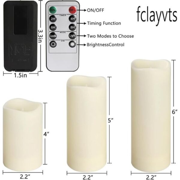 24-Pack LED Flameless Candles with Remote Control -Remote flameless Candles- Timer Candles -3D Flame, for Halloween Christmas Parties,Wedding,Home,Gift and Special Occasions(Three Sizes) - Image 2