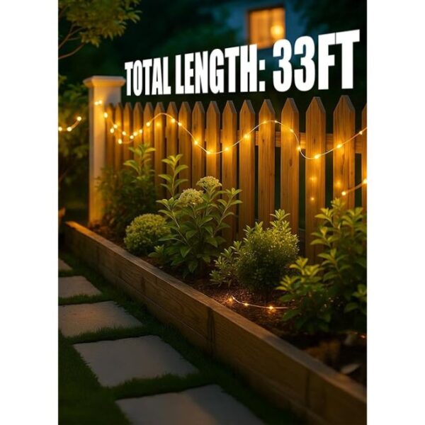 Minetom Solar String Lights for Outside, 33Ft 100 LED Outdoor Solar Fairy Lights, 8 Modes Balcony Lights for Tree Patio Christmas Party Wedding Decor (Warm White) - Image 6