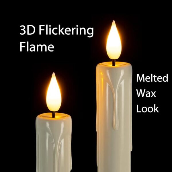 Homemory 6 Pcs Flameless Taper Candles with Remote, Timer, Dimmer, Ivory Battery Operated CandleSticks with Flickering Light, Plastic Led Window Candles, 9.6 Inches for Halloween Christmas Decoration - Image 2