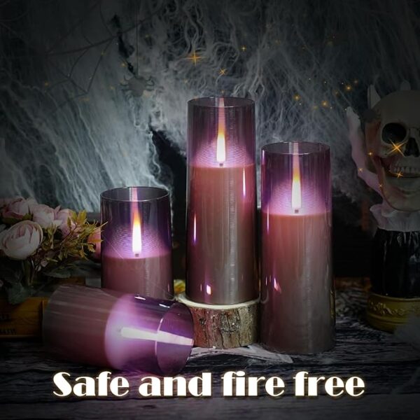Flameless Candles with Remote Timer, Realistic Flickering Flame LED Candles, Battery Operated Candles Set of 5 (D 3" x H 4" 5" 6" 8" 8") (Grey) - Image 6