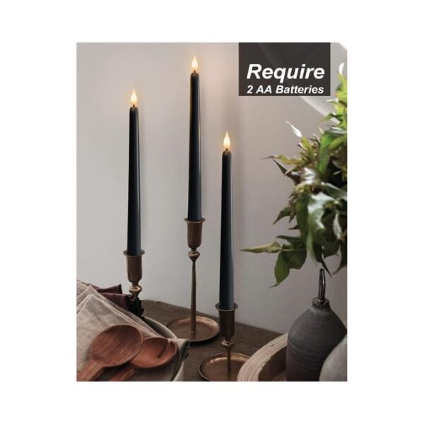 Homemory 12 Pcs Black Flameless Taper Candles Flickering, NO Remote, 11 Inches Taper Candles Battery Operated, Realistic Electric LED Candlesticks Made of Plastic for Halloween Party Home Decor - Image 4