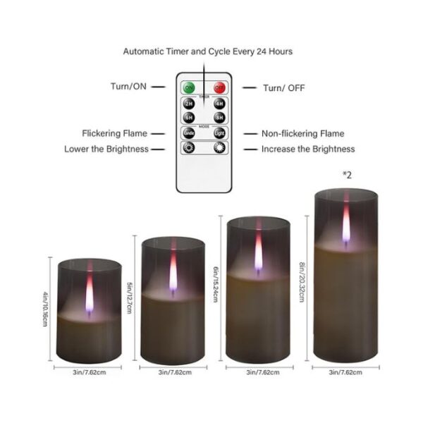 Flameless Candles with Remote Timer, Realistic Flickering Flame LED Candles, Battery Operated Candles Set of 5 (D 3" x H 4" 5" 6" 8" 8") (Grey) - Image 4